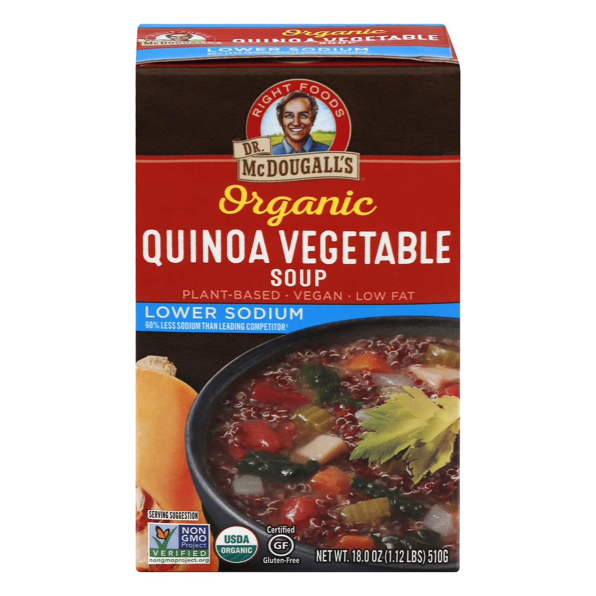 slide 1 of 1, Dr. McDougall's Soup, Organic, Quinoa Vegetable, 18 oz