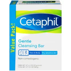 Cetaphil Gentle Cleansing Bars, Pack of 3