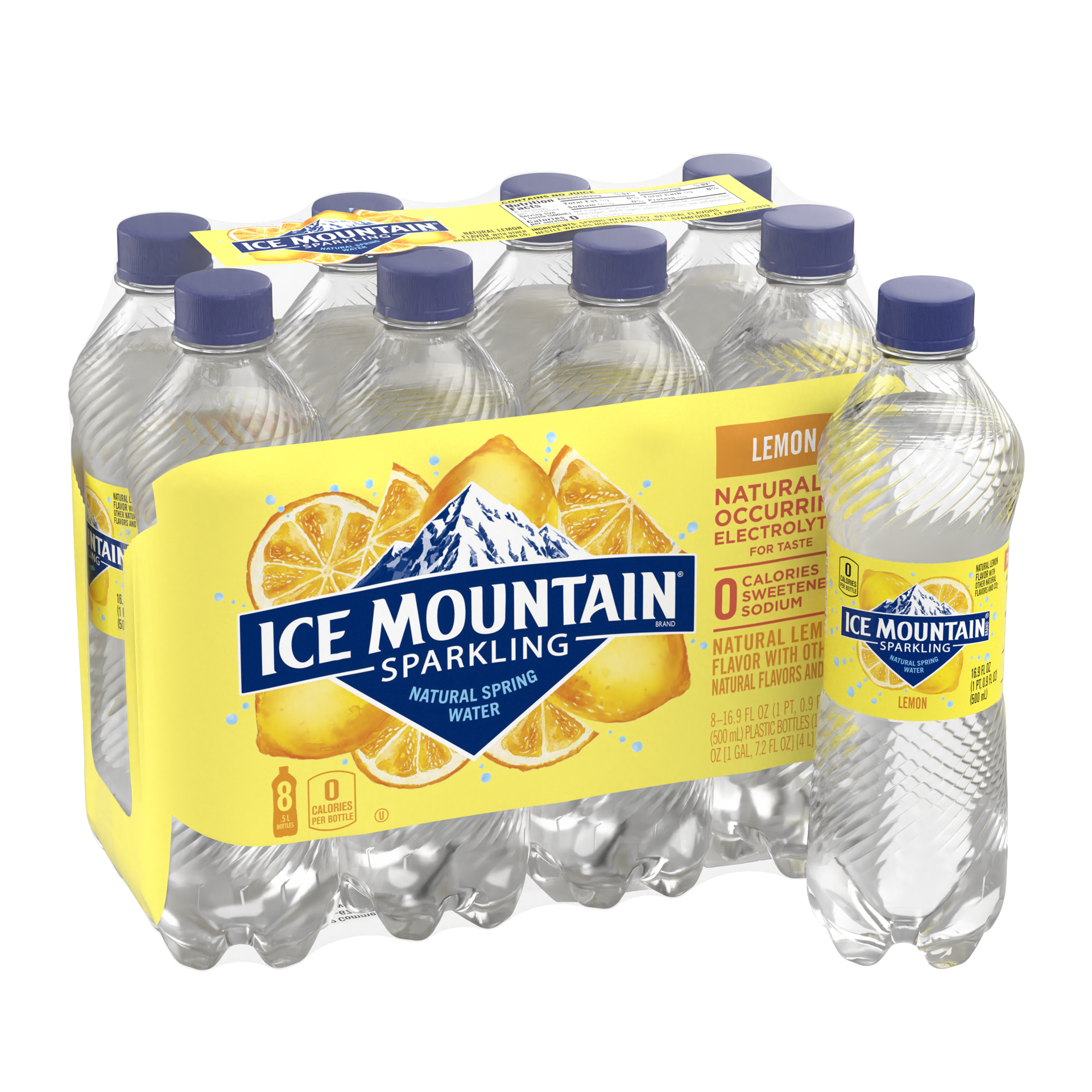 slide 4 of 5, Ice Mountain Sparkling Water, Lively Lemon, 16.9 oz. Bottles (8 Count), 16.9 fl oz