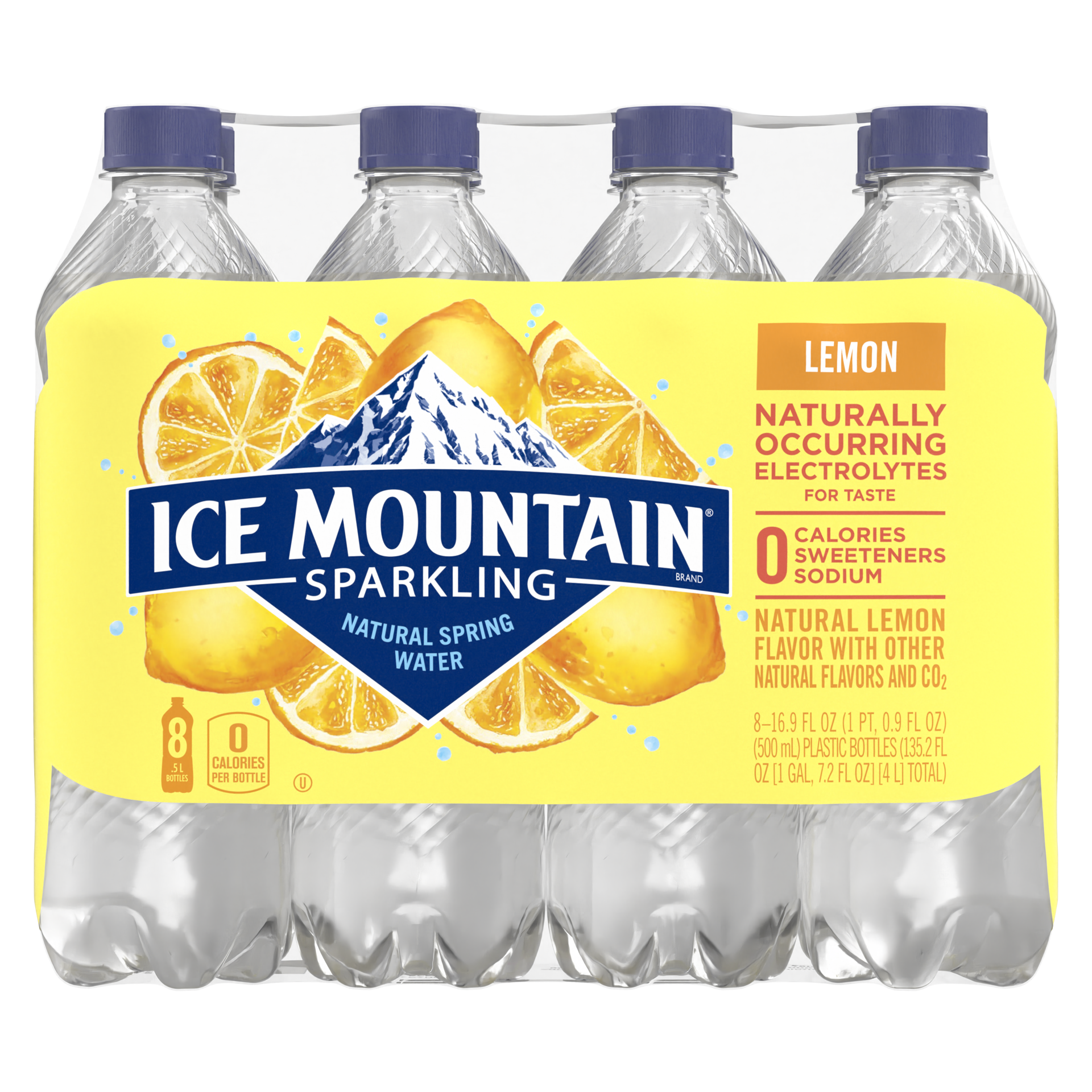 slide 5 of 5, Ice Mountain Sparkling Water, Lively Lemon, 16.9 oz. Bottles (8 Count), 16.9 fl oz