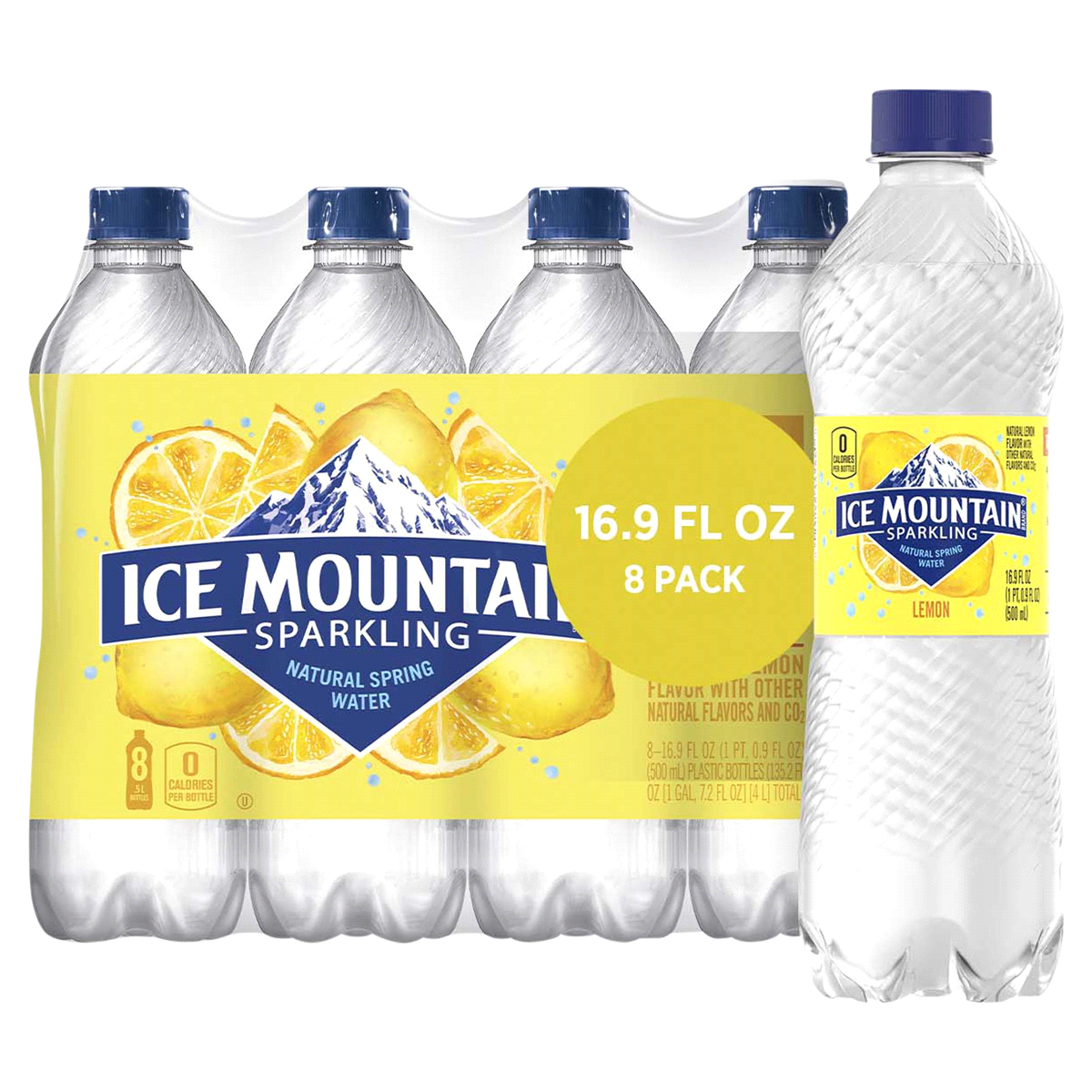slide 1 of 6, Ice Mountain Sparkling Natural Spring Water Lemon, 16.9 oz