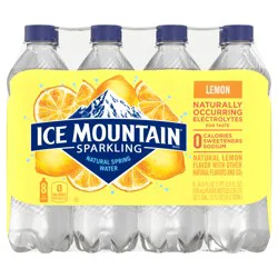 Ice Mountain Sparkling Water, Lively Lemon, 16.9 oz. Bottles (8 Count)