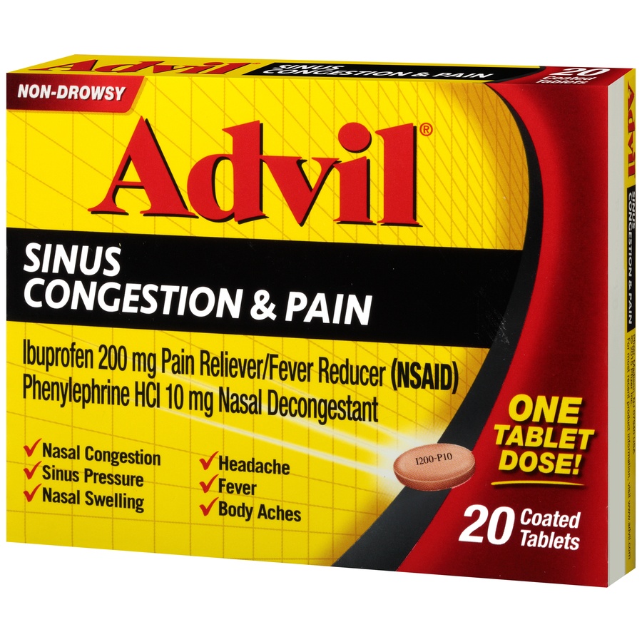 slide 6 of 7, Advil Sinus And Congestion Relief Tablets, 20 ct