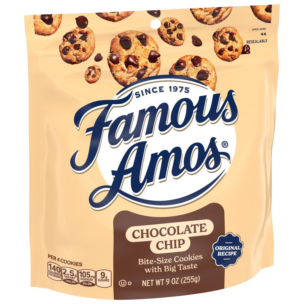 slide 3 of 6, Famous Amos Original Recipe Bite-Size Chocolate Chip Cookies, Resealable Bag, 9 oz, 9 oz
