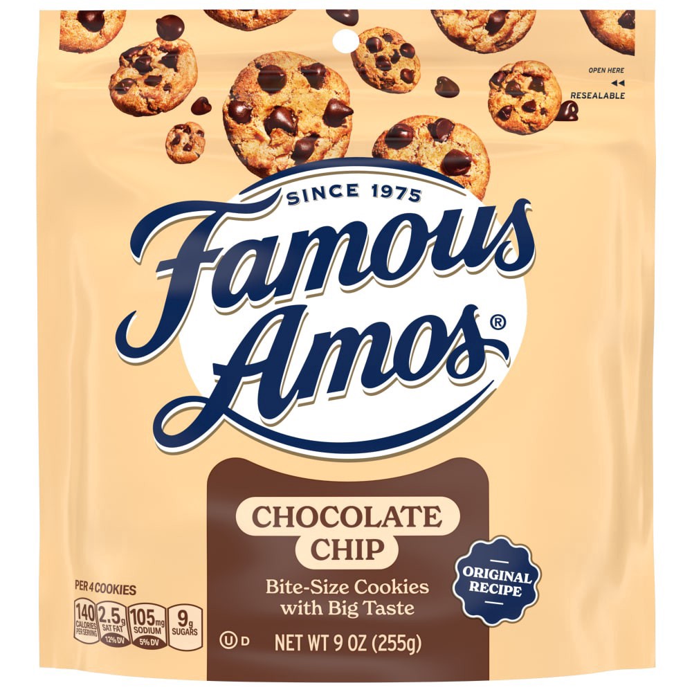 slide 4 of 6, Famous Amos Original Recipe Bite-Size Chocolate Chip Cookies, Resealable Bag, 9 oz, 9 oz