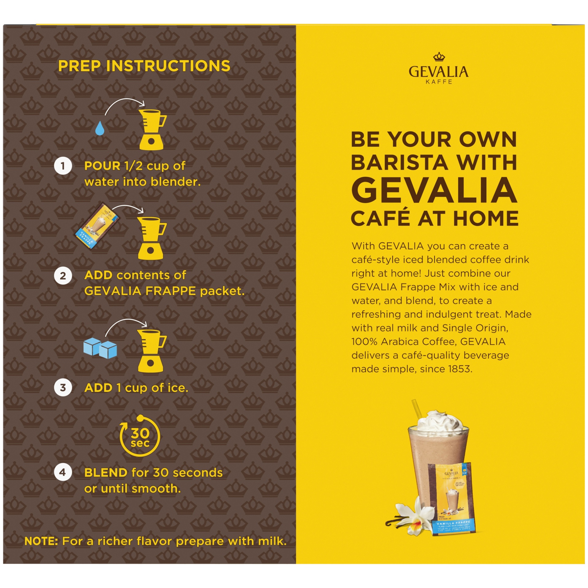 slide 4 of 6, Gevalia Cafe at Home Vanilla Frappe Instant Coffee Specialty Beverage Mix Kit, 8 ct