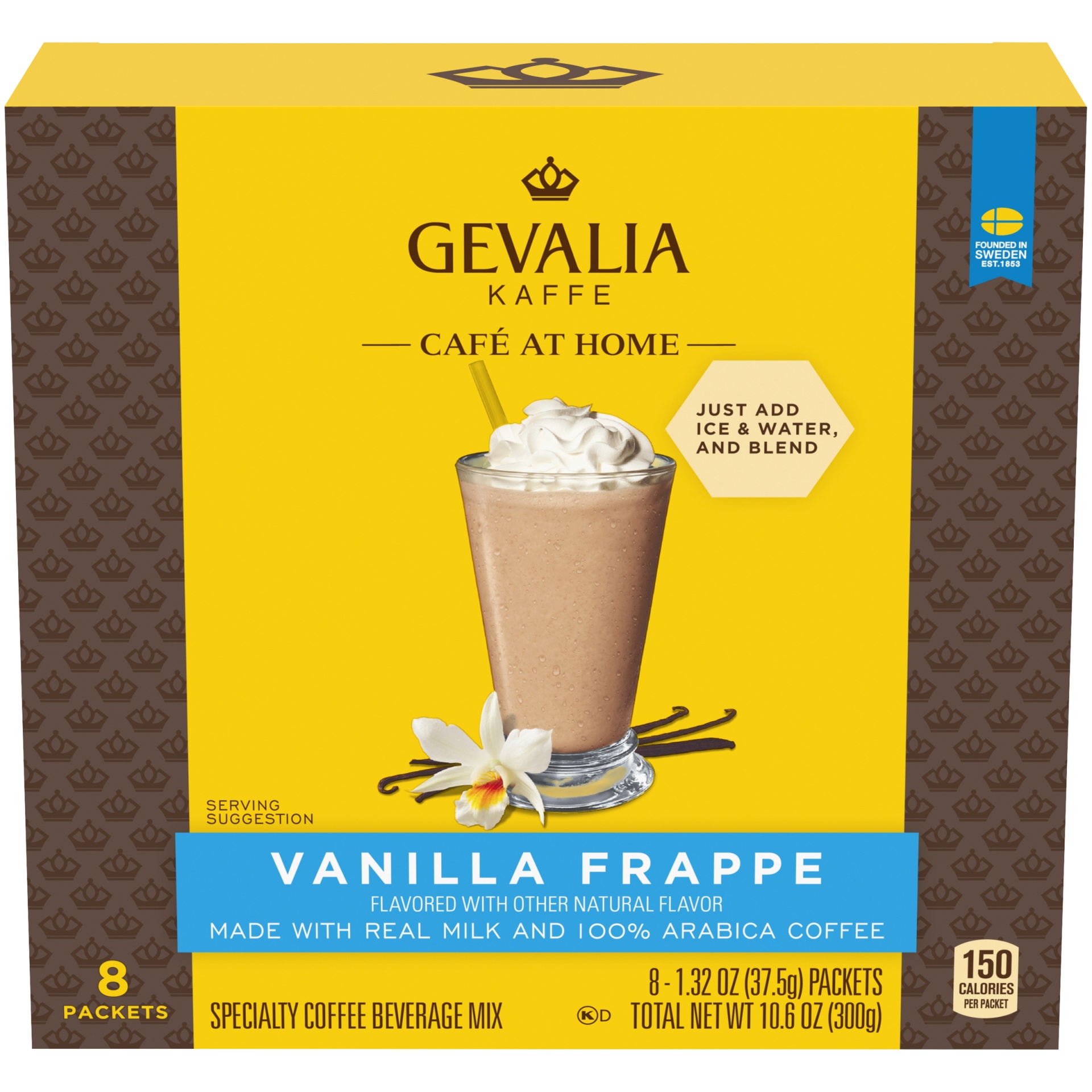 slide 1 of 6, Gevalia Cafe at Home Vanilla Frappe Instant Coffee Specialty Beverage Mix Kit, 8 ct