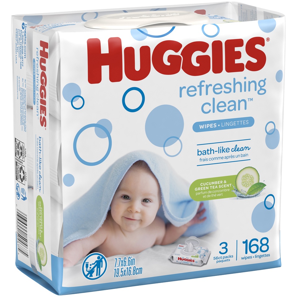 slide 2 of 3, Huggies Natural Care Refreshing Baby Wipes, Scented, 3 Flip-Top Packs (168 Wipes Total), 3 ct
