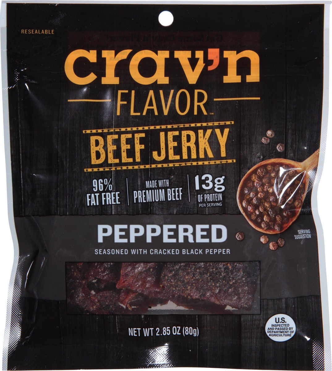 slide 11 of 13, Crav'n Flavor Crav'N Peppered Beef Jerky - 2.85 oz, 2.85 oz