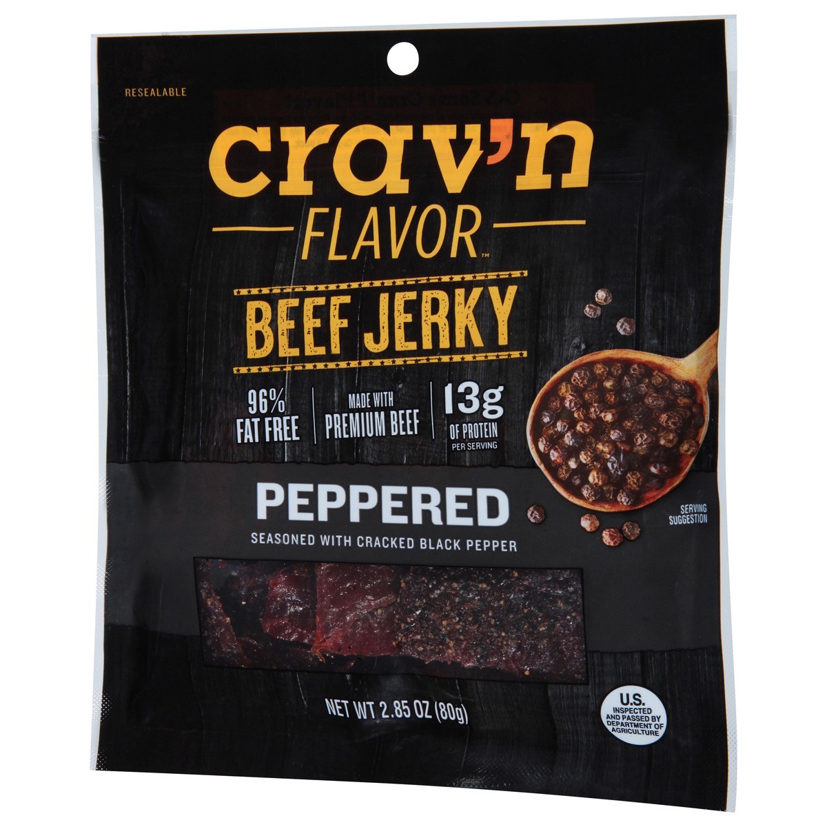 slide 10 of 13, Crav'n Flavor Crav'N Peppered Beef Jerky - 2.85 oz, 2.85 oz