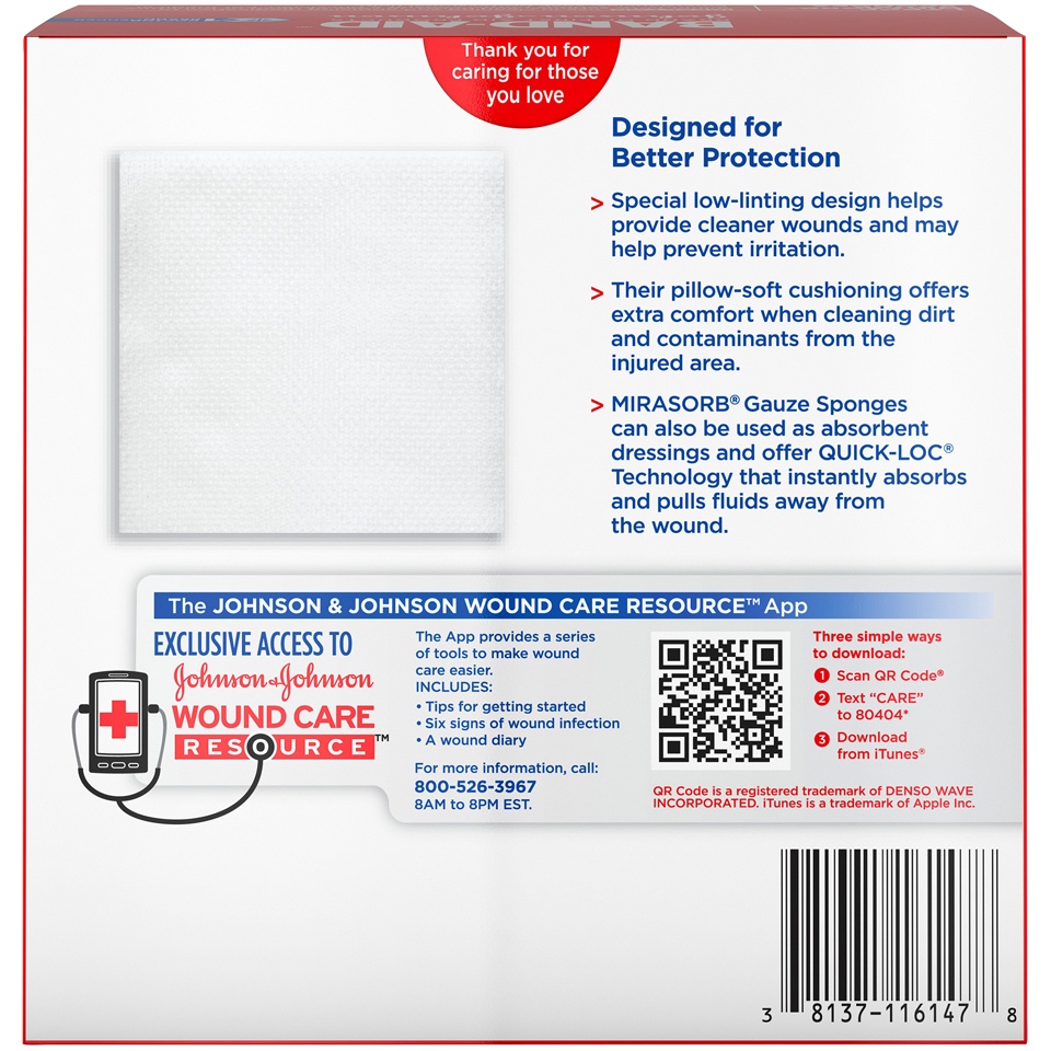 slide 6 of 6, BAND-AID First Aid Products Tru-Absorb Sterile Gauze Sponges for Cleaning and Cushioning Minor Wounds, Cuts & Burns, Low-Lint Design, Individually Wrapped 4 in by 4 in Pads, 50 ct