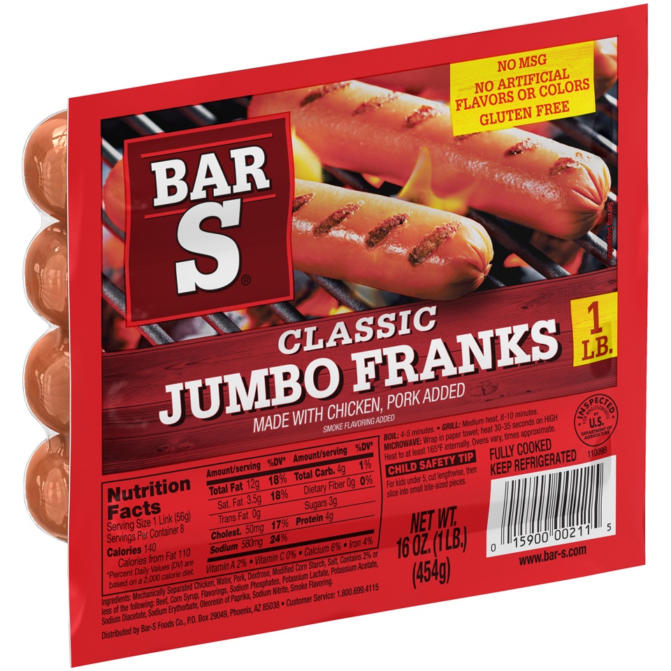 slide 2 of 7, Bar-S Jumbo Franks - 16oz, 