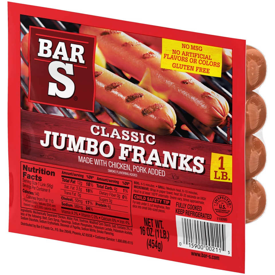 slide 3 of 7, Bar-S Jumbo Franks - 16oz, 