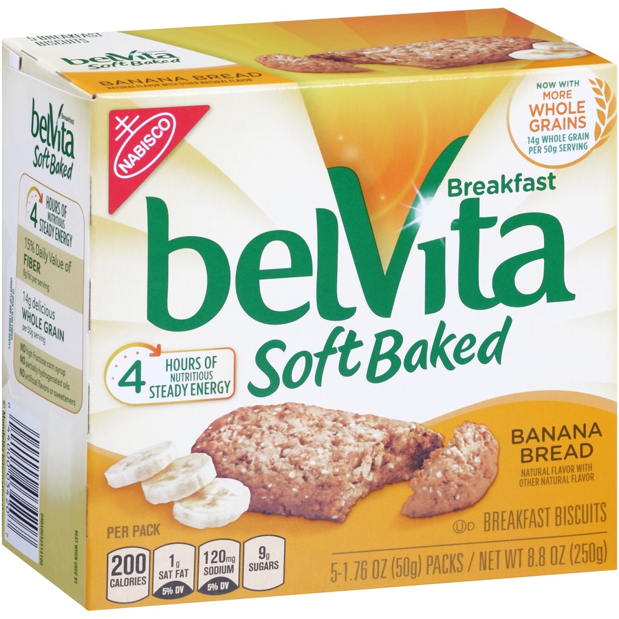 slide 3 of 8, belVita Soft Baked Banana Bread Breakfast Biscuits - 8.8oz/5ct,