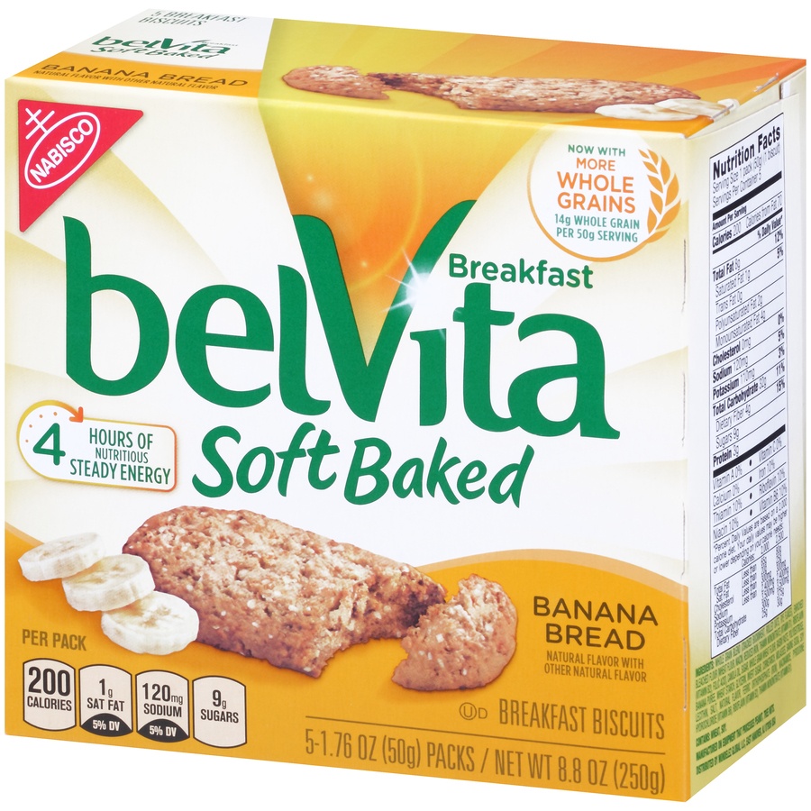 slide 4 of 8, belVita Soft Baked Banana Bread Breakfast Biscuits - 8.8oz/5ct,