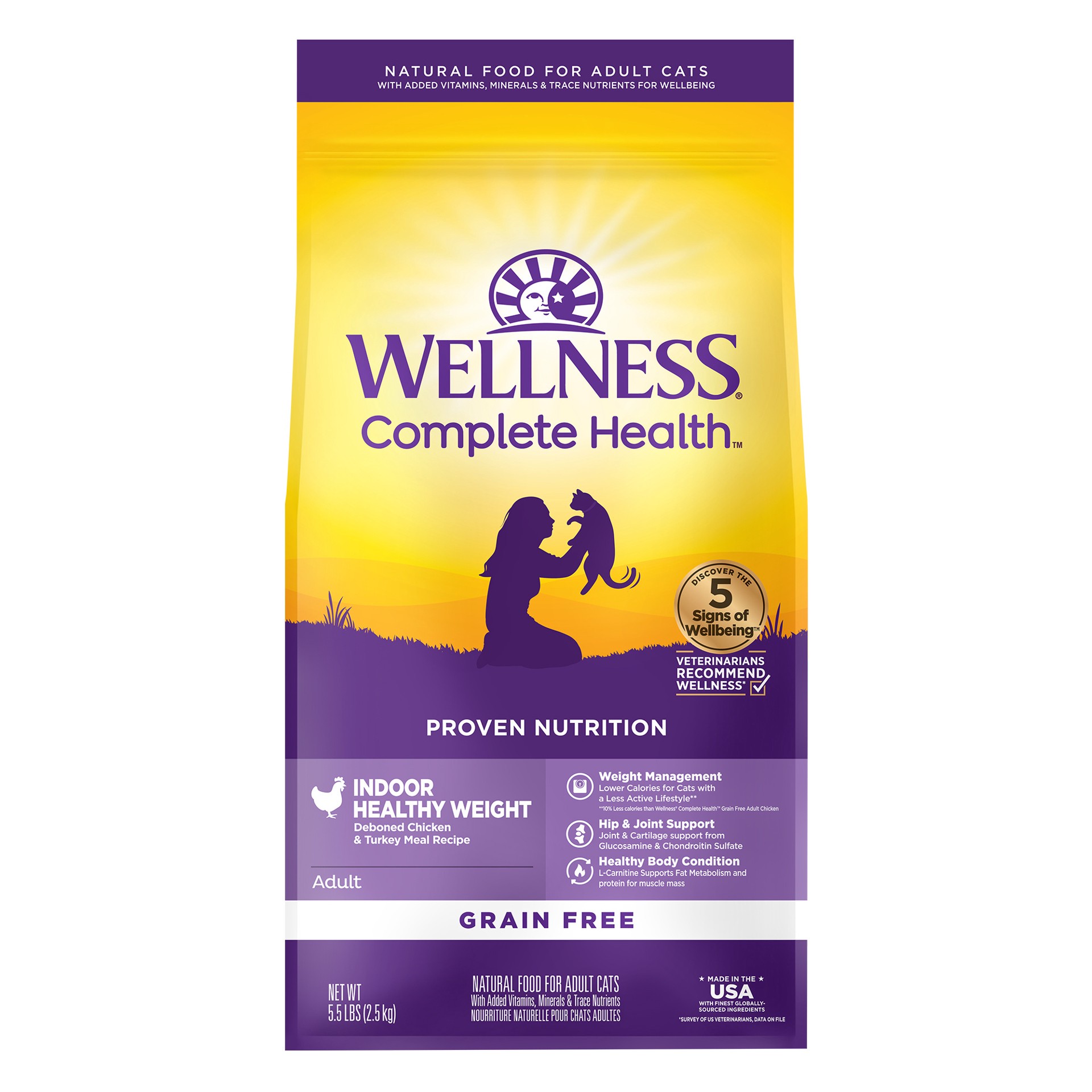 slide 1 of 5, Wellness Complete Health Grain Free Indoor Chicken Recipe Dry Cat Food, 1 ct