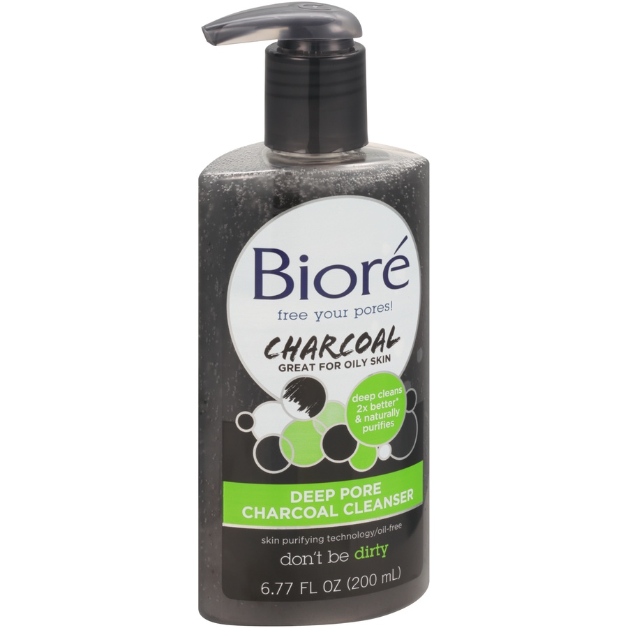 slide 2 of 7, Biore Deep Pore Charcoal Daily Facial Cleanser For Dirt & Makeup Removal, For Oily Skin - Scented - 6.77 fl oz, 6.7 oz