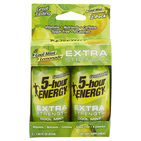 slide 1 of 1, 5-hour ENERGY Shot, Extra Strength, Cool Mint Lemonade, 2 ct