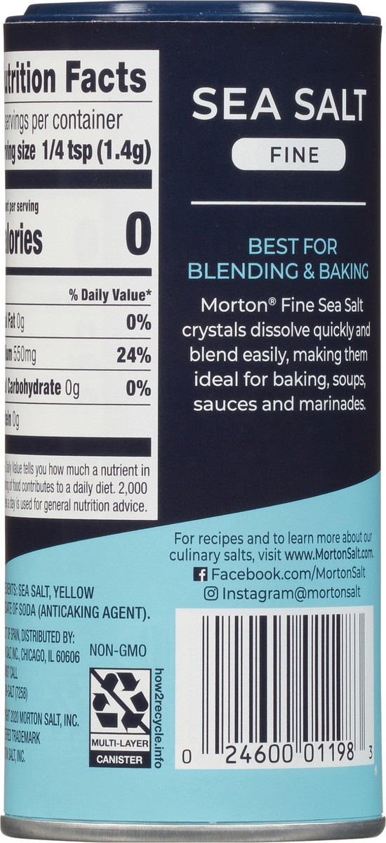 slide 11 of 12, Morton Fine Sea Salt 4.4 oz, 4.4 oz