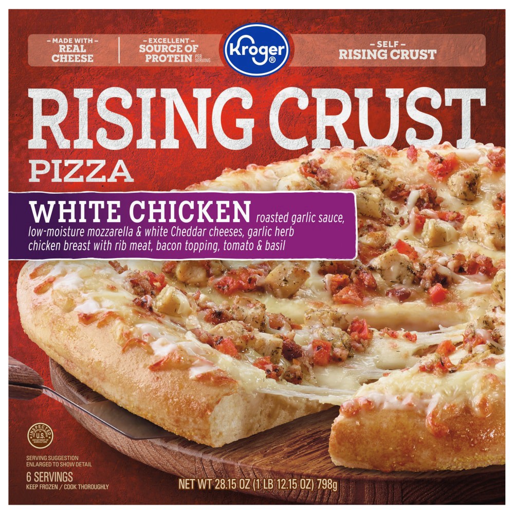 slide 2 of 3, Kroger Rising Crust White Chicken Pizza, 28.15 oz