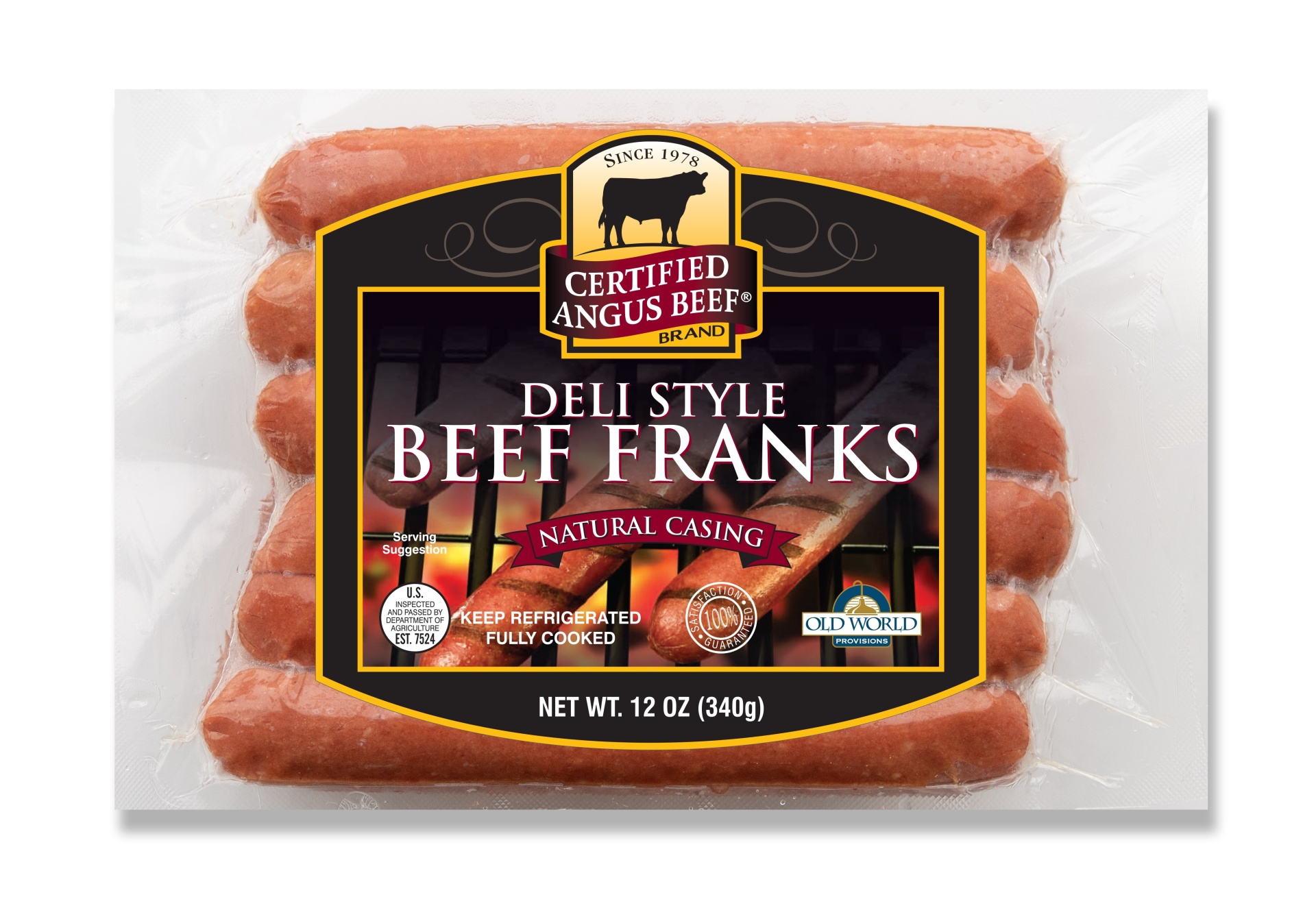 Certified angus beef brand deli style beef franks natural casing
