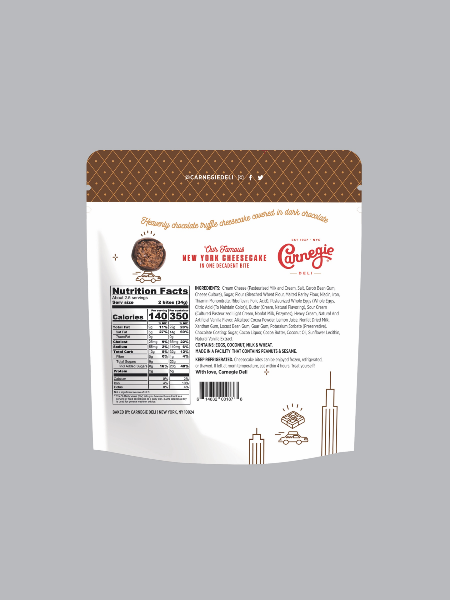 slide 2 of 2, Carnegie Deli Cheesecake Double Chocolate, 3 oz