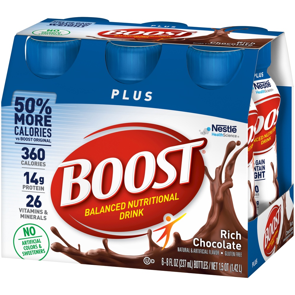 slide 4 of 9, Boost Plus Complete Nutritional Drink - Rich Chocolate, 6 ct; 8 oz