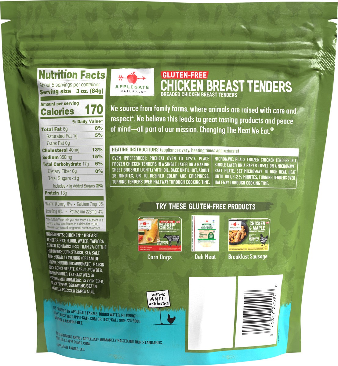 slide 11 of 12, Applegate Natural Gluten-Free Breaded Chicken Breast Tenders, 16oz (Frozen), 16 oz