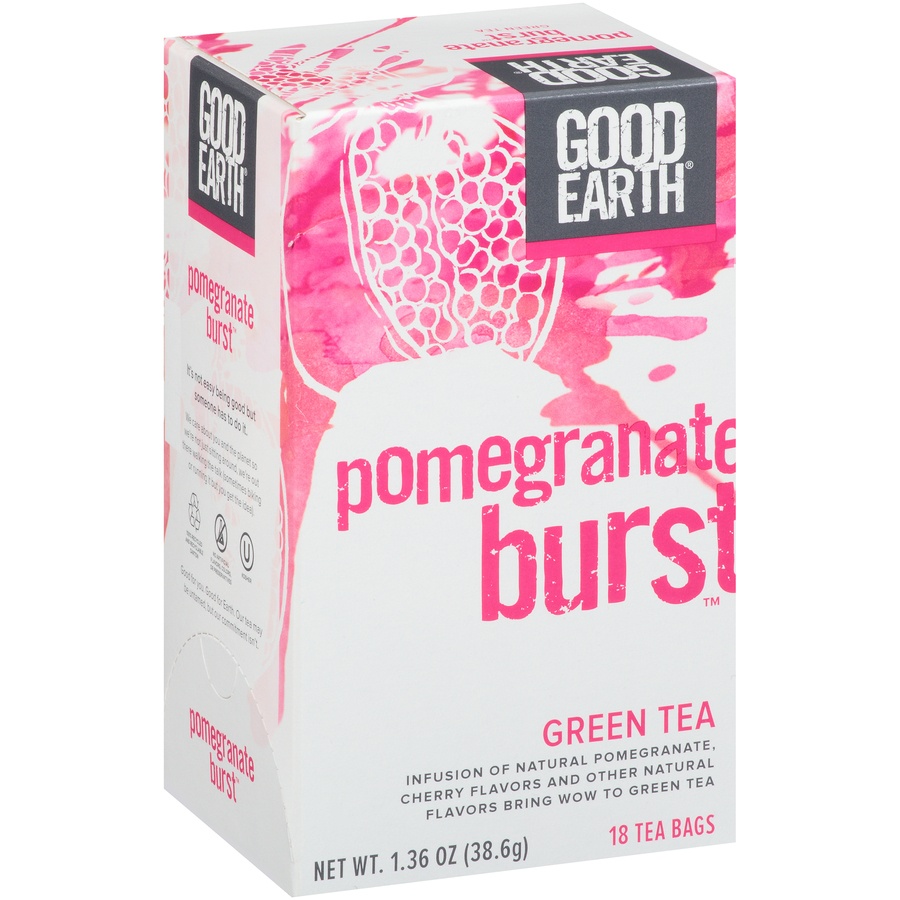 slide 2 of 7, Good Earth Pomegranate Burst Green Tea, 18 ct