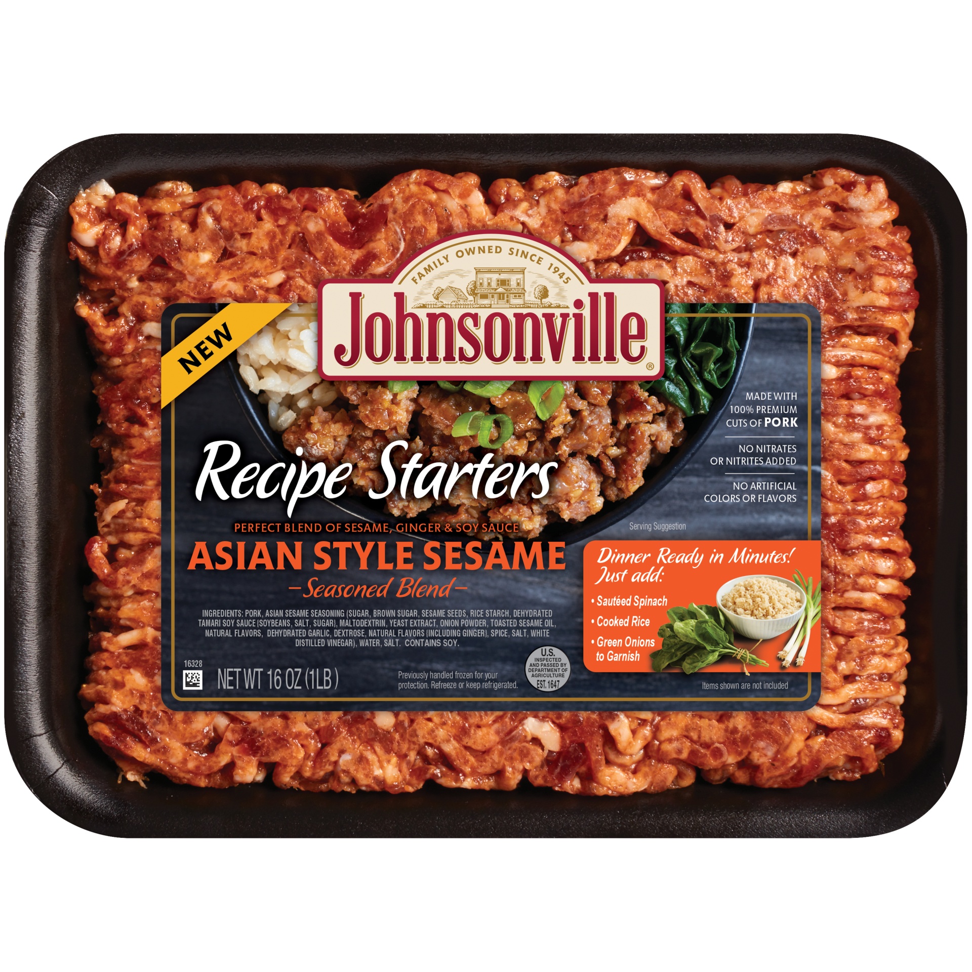 slide 2 of 3, Johnsonville Recipe Starters Asian Style Sesame Seasoned Ground Blend, 16 oz