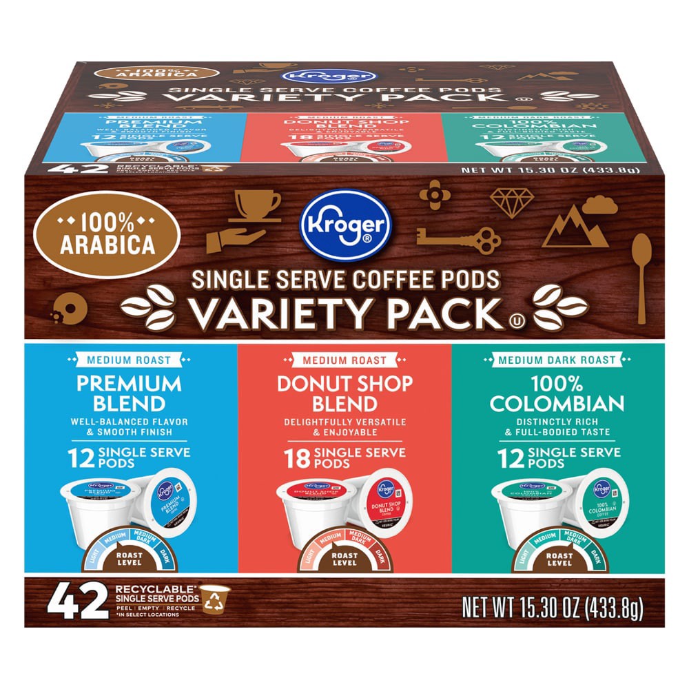 slide 1 of 4, Kroger Variety Pack Coffee Single Serve Cups - 42 ct, 42 ct