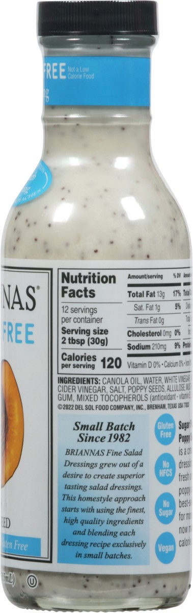 slide 7 of 9, BRIANNAS Sugar Free Poppy Seed Dressing, 12 oz