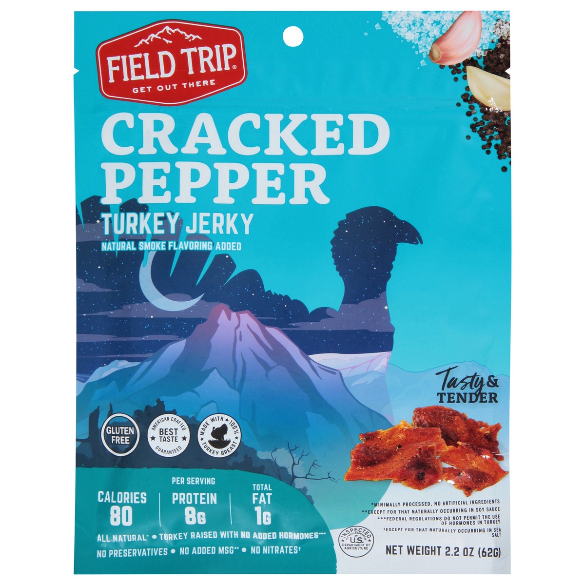 slide 1 of 9, Field Trip Cracked Pepper Turkey Jerky 2.2 oz, 2.15 oz