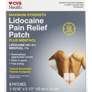 slide 1 of 1, CVS Health Maximum Strength Lidocaine Pain Relief Plus Menthol Patch, Medium, 5 Ct, 5 ct
