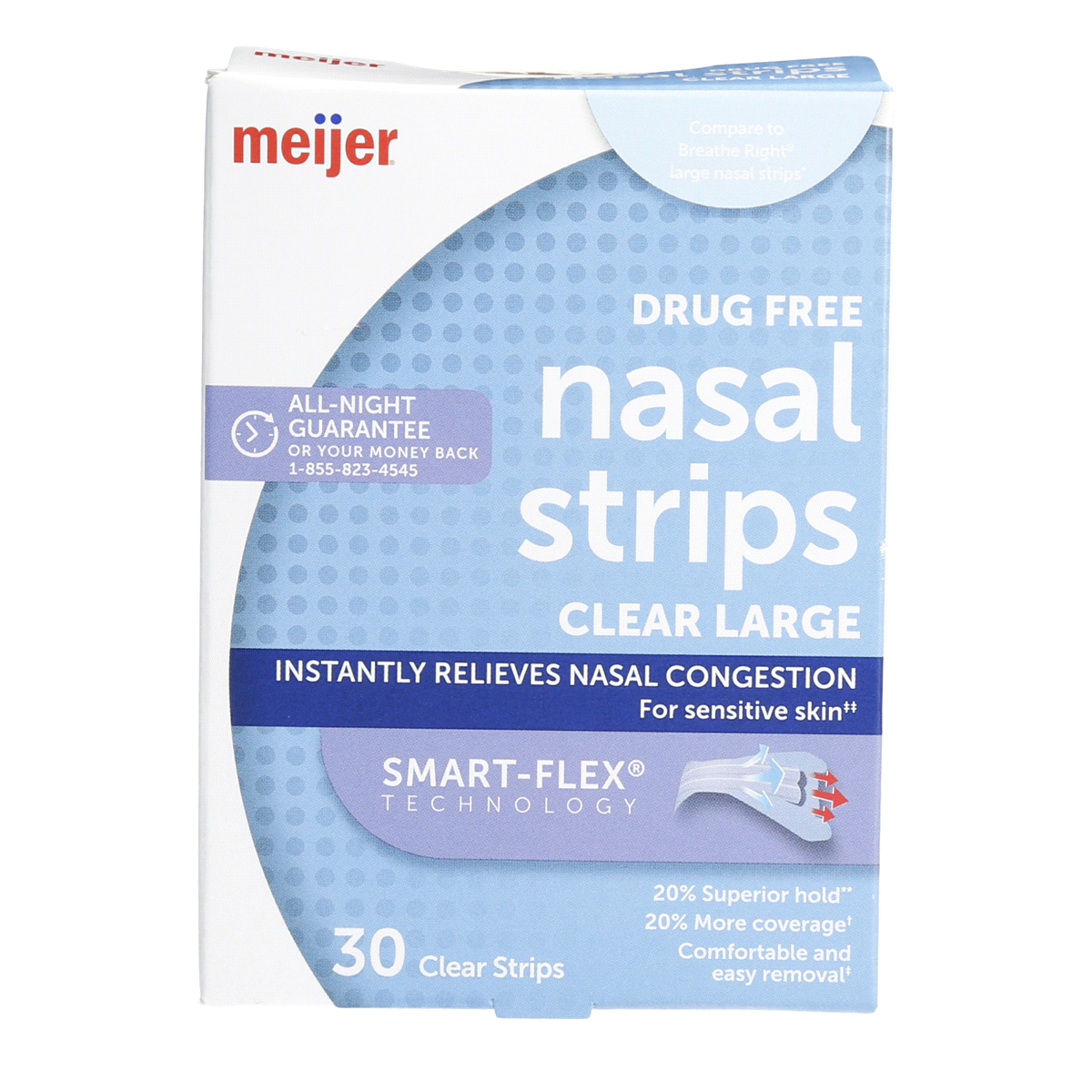 slide 1 of 13, Meijer Nasal Strip Clear Large, 30 ct