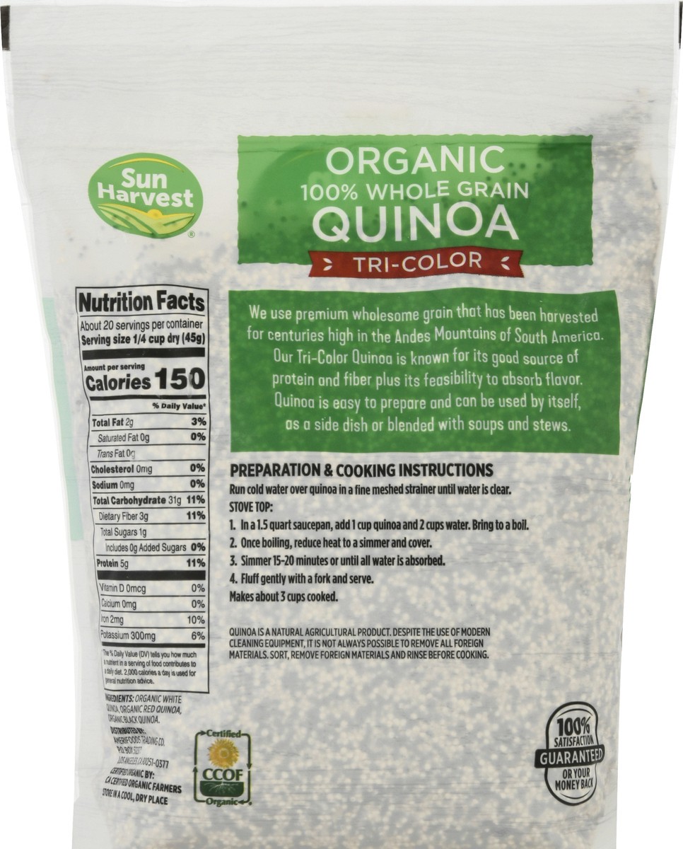 slide 2 of 13, Sun Harvest Quinoa Organic 100% Whole Grain Tri-Color, 32 oz