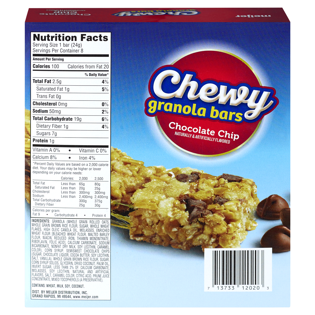 Meijer Chewy Granola Bars, Chocolate Chip 6.72 oz | Shipt