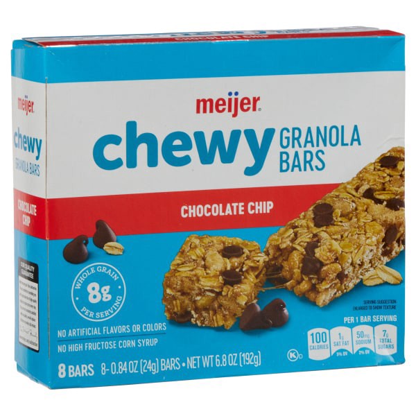 slide 4 of 29, Meijer Chewy Gronola Bars, Chocolate Chip, 8 ct