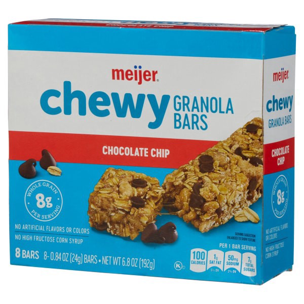 slide 8 of 29, Meijer Chewy Gronola Bars, Chocolate Chip, 8 ct