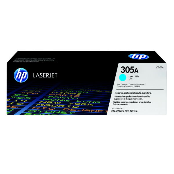 slide 1 of 6, HP 305A (Ce411A) Cyan Original Laserjet Toner Cartridge, 1 ct