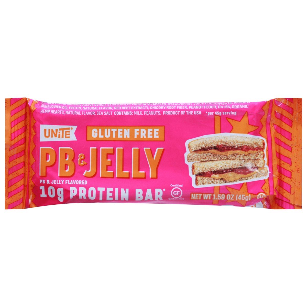 slide 1 of 9, Unite Gluten Free PB & Jelly Flavored Protein Bar 1.59 oz, 1.59 oz