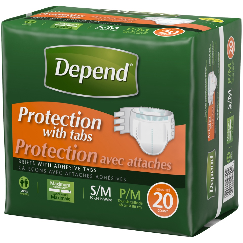 Depend Protection With Tabs Maximum Absorbency Briefs S/m 20 Ct Pack 20