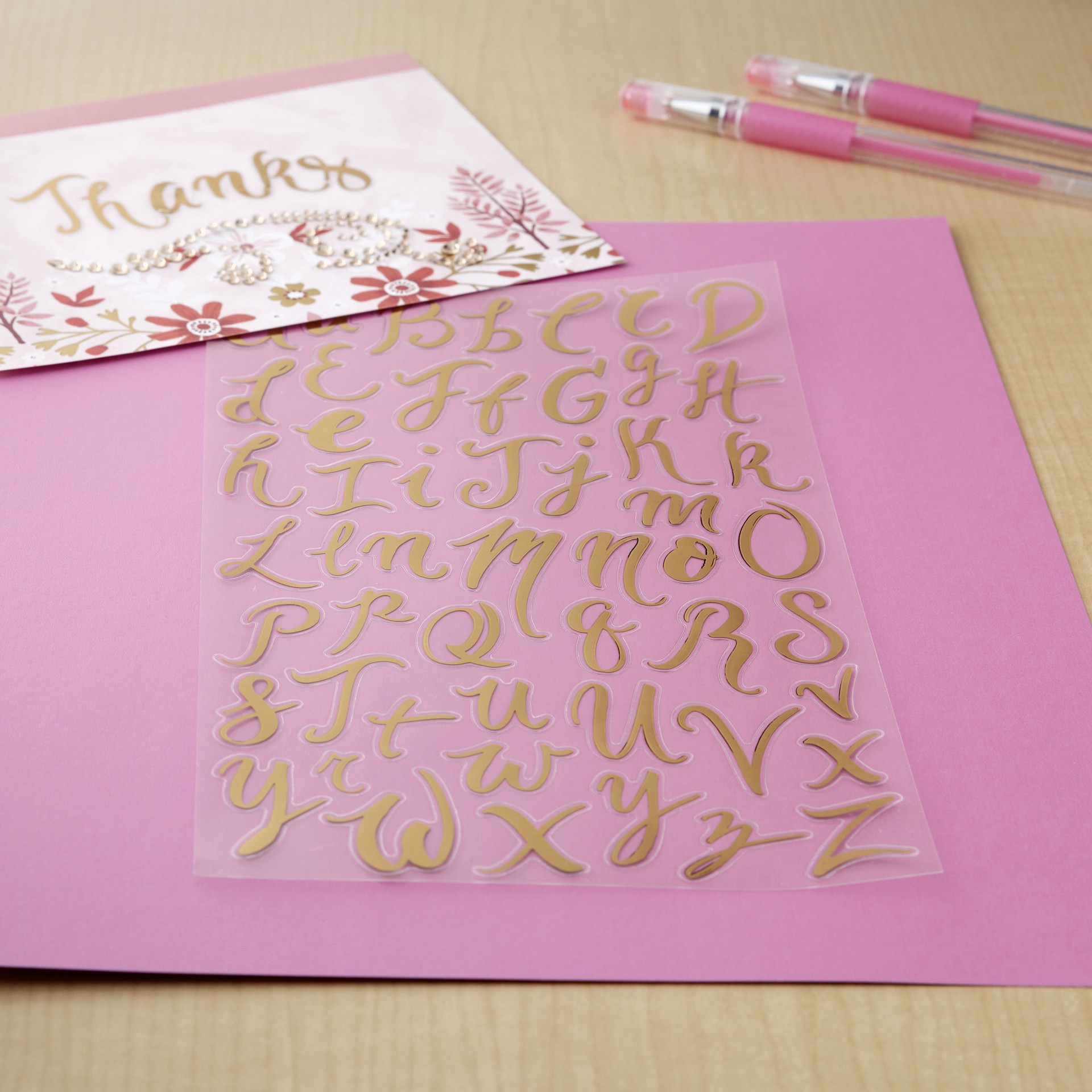 slide 3 of 4, Gold Foil Hand Script Alphabet Stickers By Recollections, 4.38 in x 9.5 in
