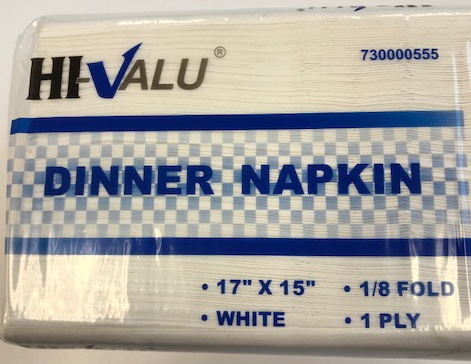 slide 1 of 1, Hi-Valu Dinner Napkin 1-Ply White, 250 ct; 17 in x 15 in