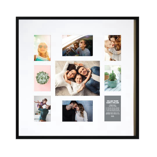 slide 1 of 4, 9 Opening Black Collage Frame By Studio Decor, 4 in x 6 in, 5 in x 7 in and 8 in x 10 in mat