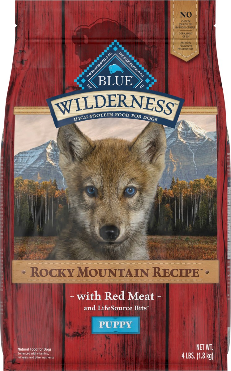 slide 2 of 13, Blue Buffalo Wilderness Rocky Mountain Recipe High Protein, Natural Puppy Dry Dog Food, Red Meat 4-lb, 4 lb