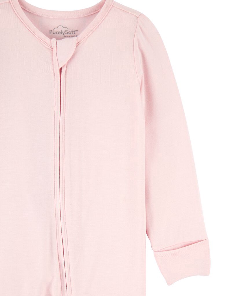 slide 4 of 4, Carter's Baby Zip-Up PurelySoft Sleep & Play Pajamas Pink 6M, 1 ct