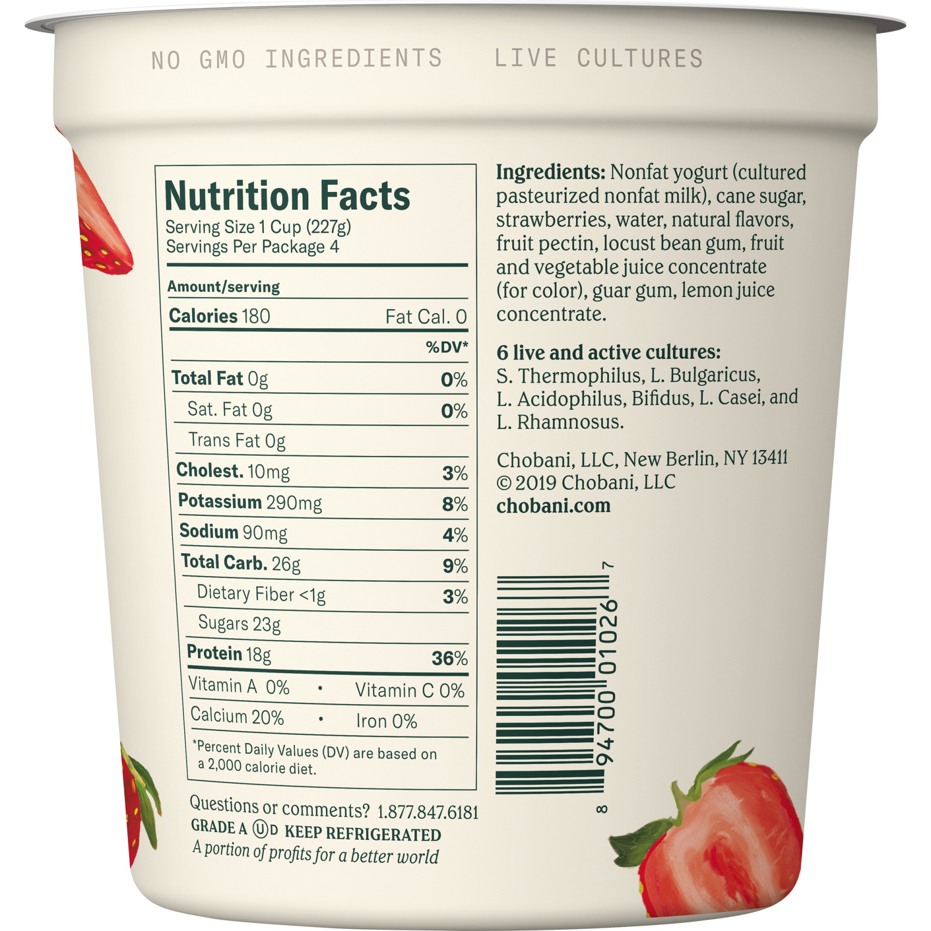 slide 2 of 6, Chobani Strawberry Greek Yogurt, 32 oz