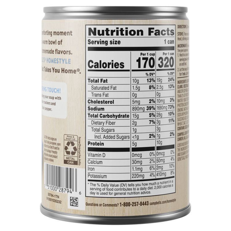slide 2 of 6, Campbell's Homestyle New England Clam Chowder Soup, 16.3 OZ Can, 16.3 oz