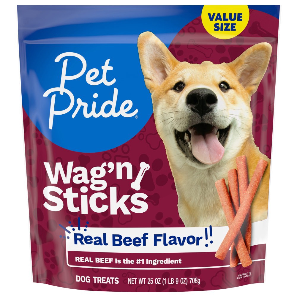 slide 2 of 2, Pet Pride Real Beef Flavor Wag'N Sticks Dog Treats, 25 oz
